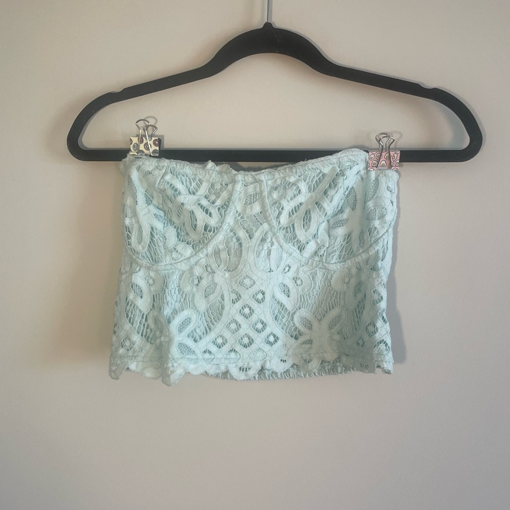 Free people Lace Strapless Top - Light Blue